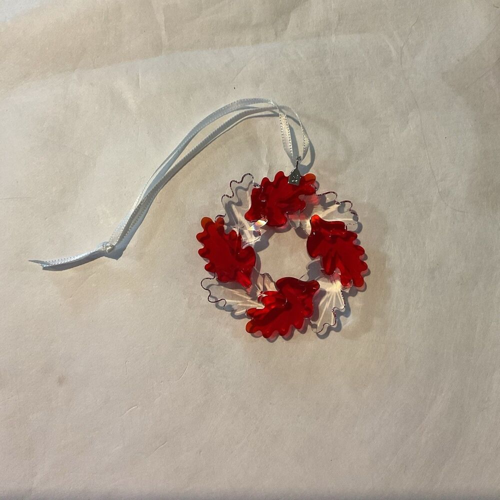 Swarovski Crystal Wreath Ornament Red & White  #5464866